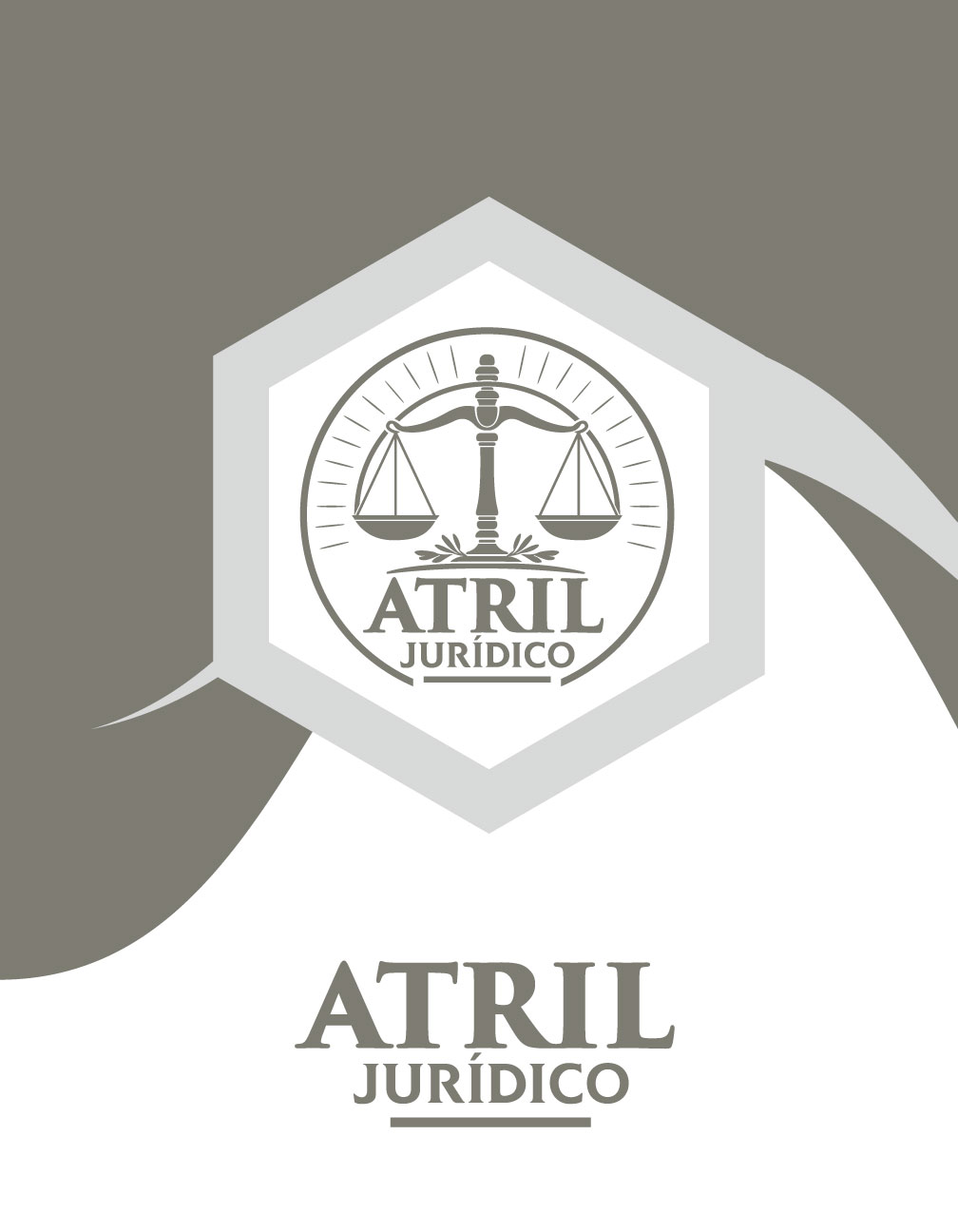 Composición gráfica de Atril Jurídico con su emblema y balanza de la justicia